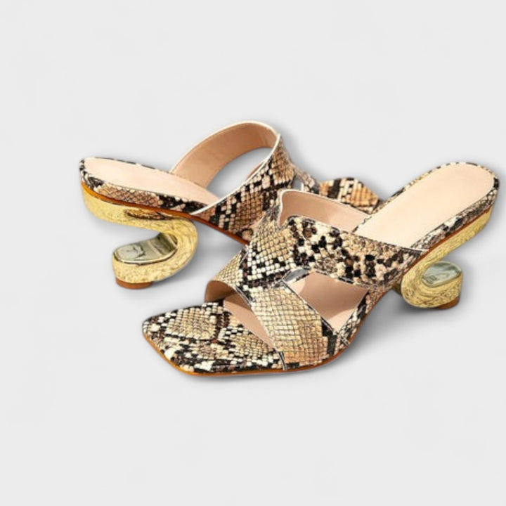 Frauke | Sandalen mit Schlangenprint