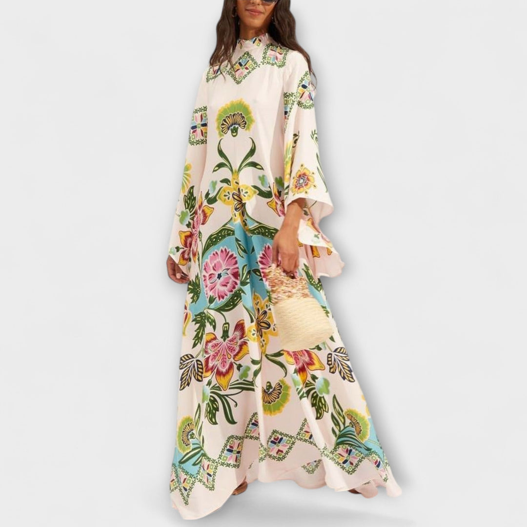 Wiebke | Elegantes Maxikleid mit floralem Druck und fließendem Design