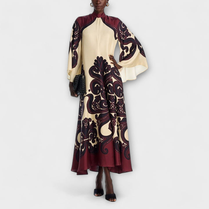 Rosa | Atemhaftes Grenadilla-Druck Maxikleid für mühelose Eleganz