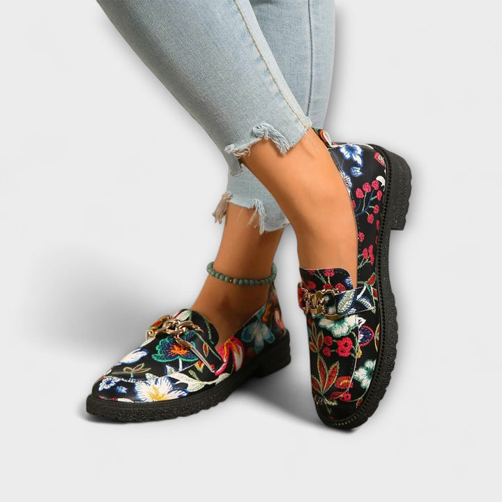 Silke | Mehrfarbige Loafer mit Blumenmuster