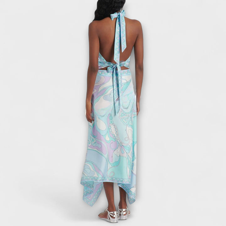 Margarete | Set aus Neckholder-Top und asymmetrischem Midi-Rock