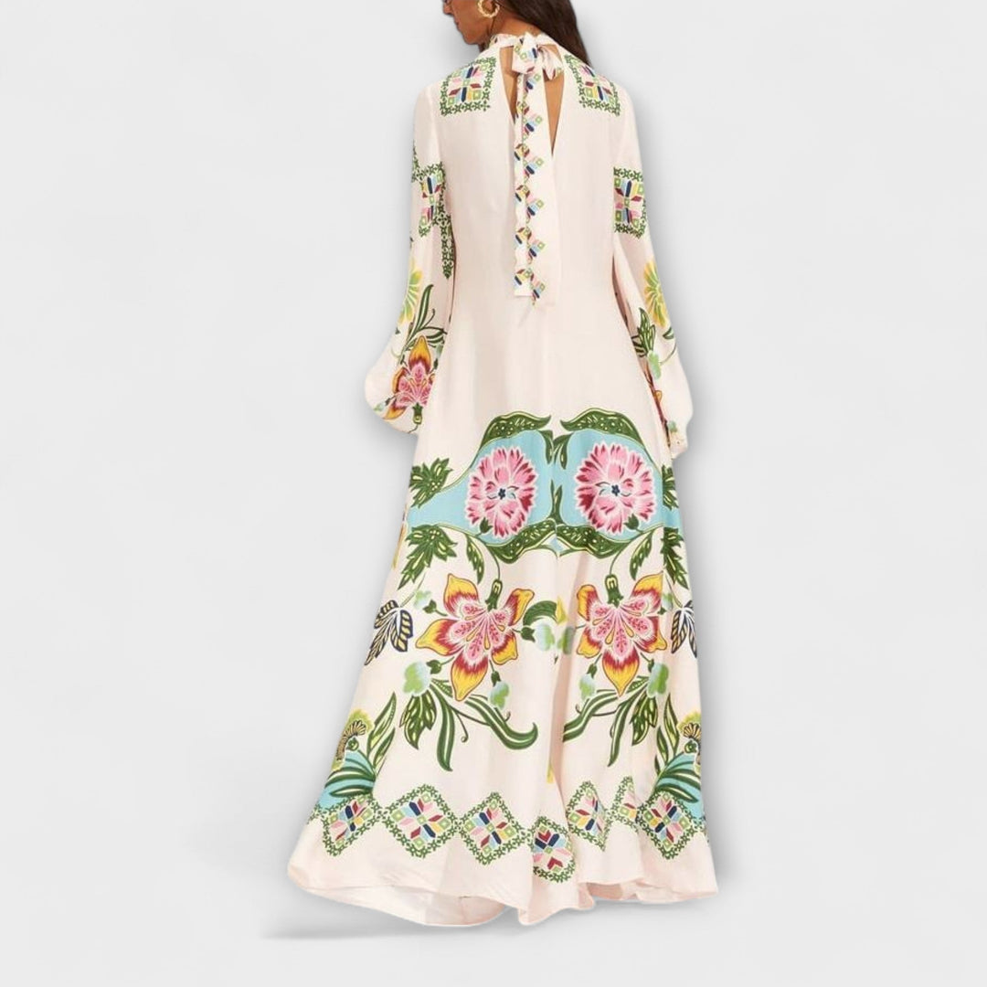 Wiebke | Elegantes Maxikleid mit floralem Druck und fließendem Design