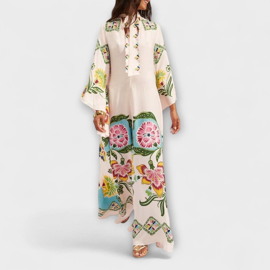Wiebke | Elegantes Maxikleid mit floralem Druck und fließendem Design
