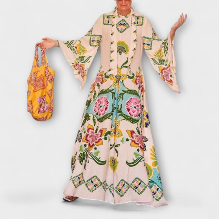 Wiebke | Elegantes Maxikleid mit floralem Druck und fließendem Design