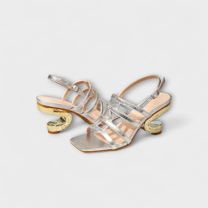 Lara | metallisch glänzende Slingback-Sandalen