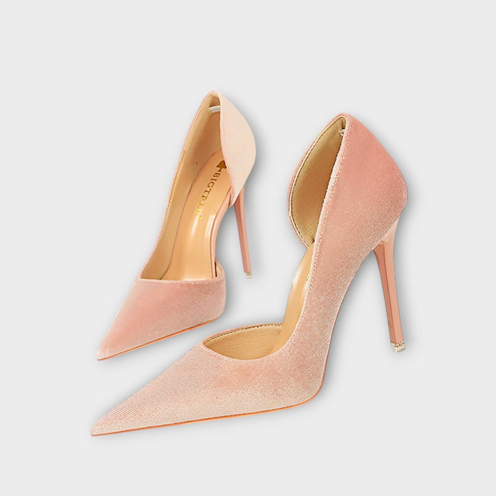 Angelika | Grüne Samt-Stiletto-Absätze