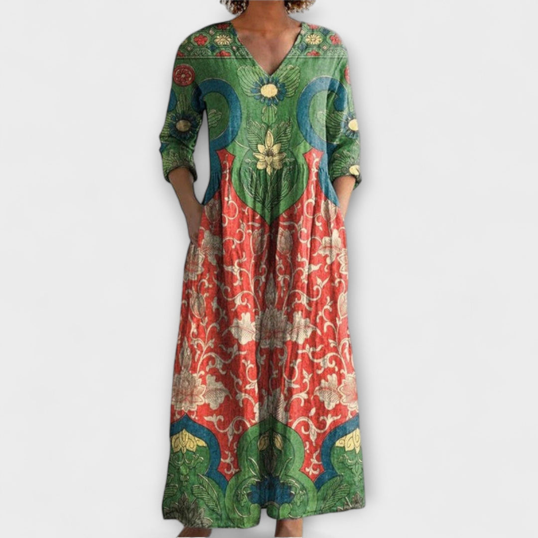 Cora | Maxikleid mit Vintage-Blumenmuster
