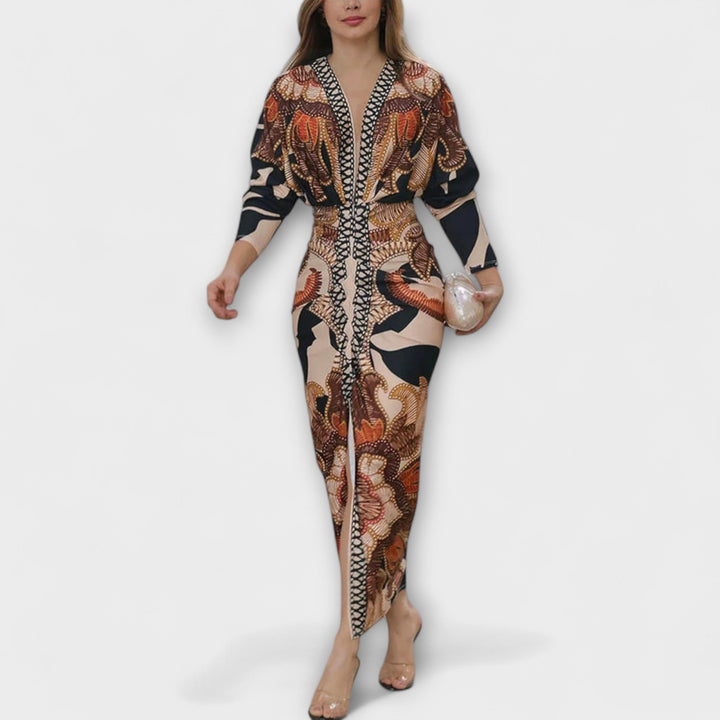 Gunda | Dolman-Midikleid mit brasilianischem Druck
