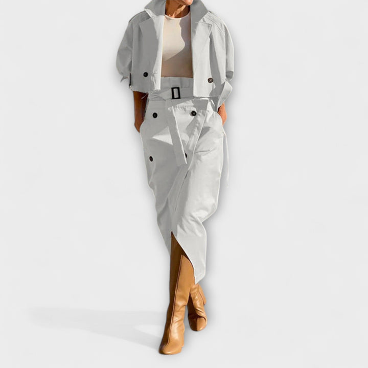Philippa | Elegante Jacke Midi-Rock mit Taschen