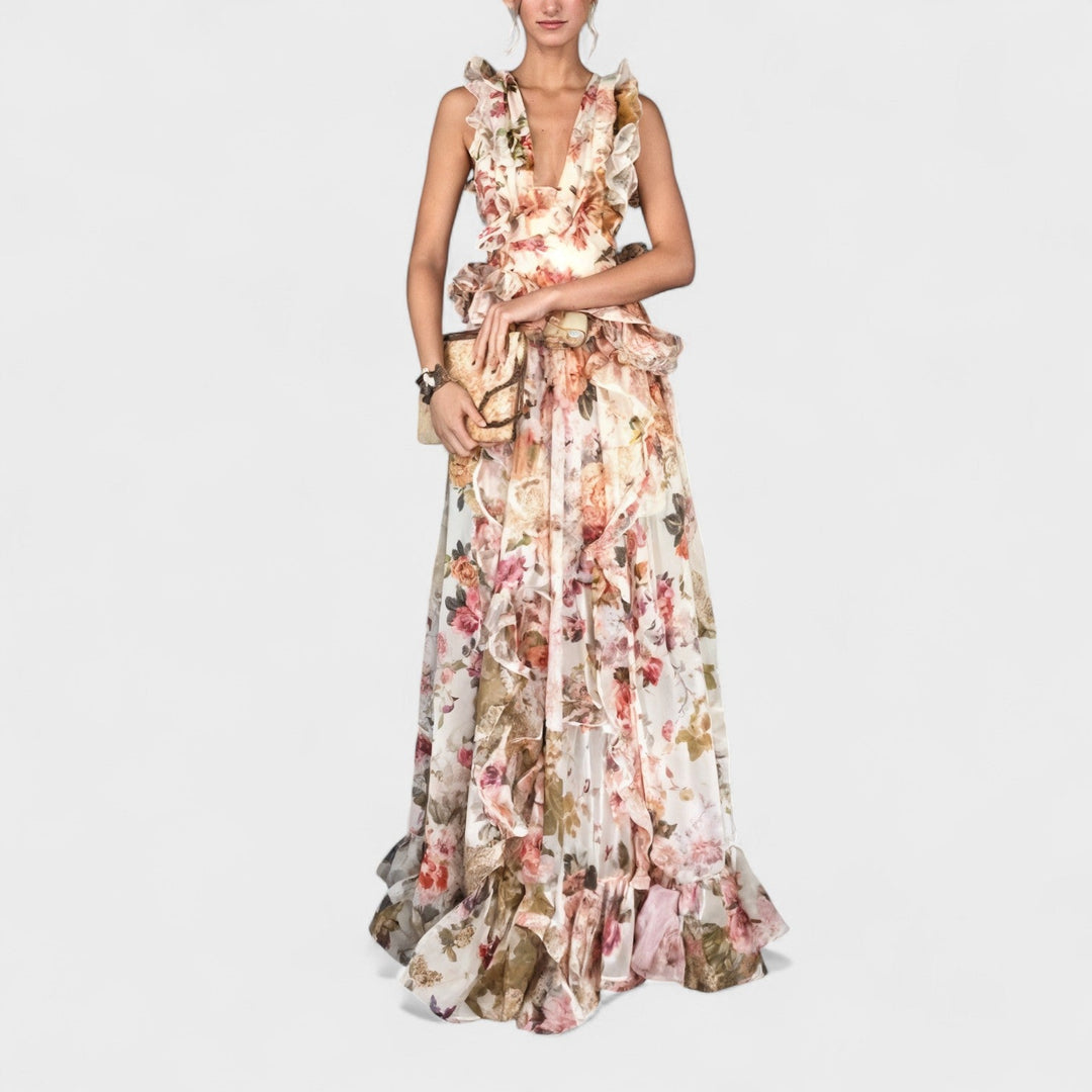 Florentine | Langes Kleid mit Rüschen