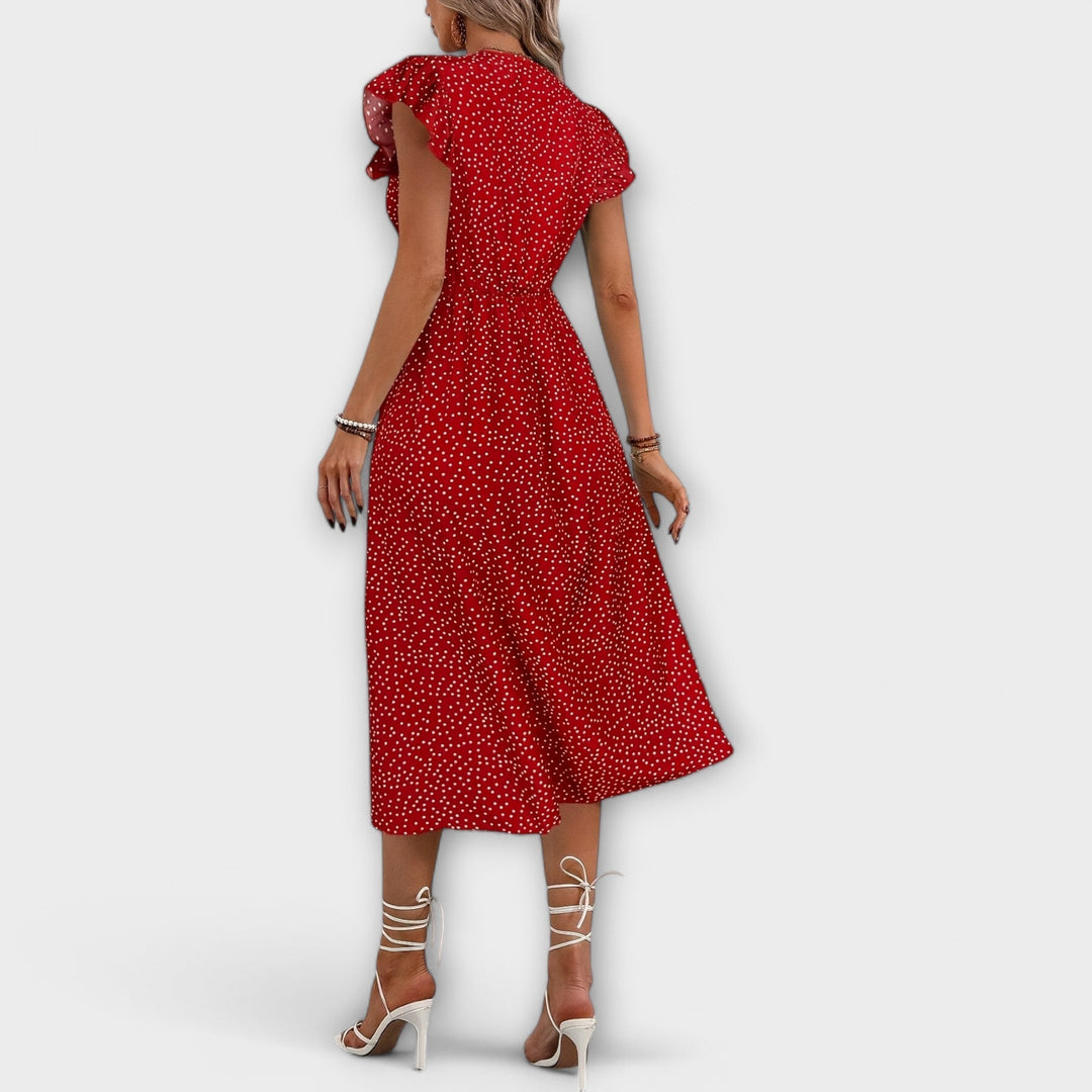 Lea | Schickes Punktemuster-Midi-Kleid