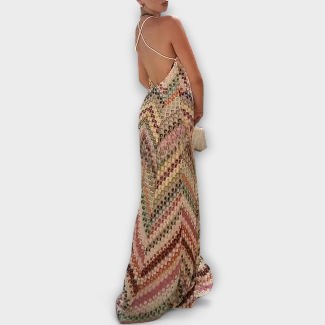 Laura | Missoni Buntes Fischgrätenmuster Maxikleid