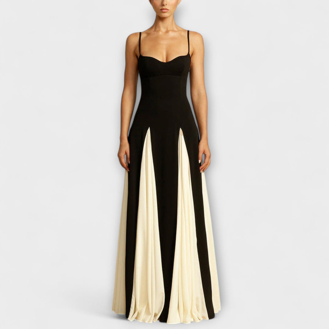 Annette | Klassische Eleganz A-Linie Maxikleid mit Tüllpaneelen