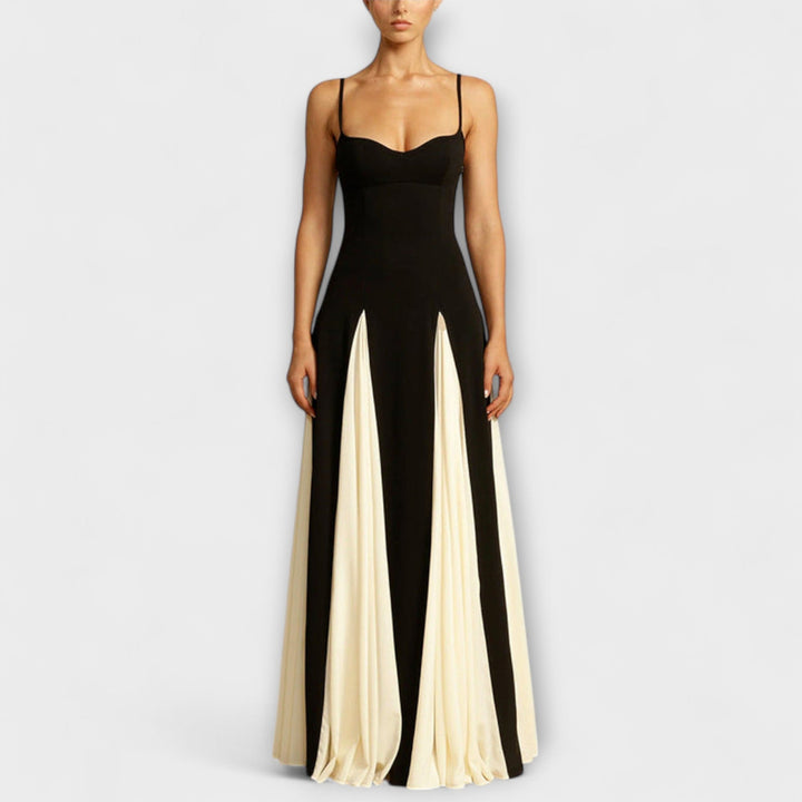 Annette | Klassische Eleganz A-Linie Maxikleid mit Tüllpaneelen