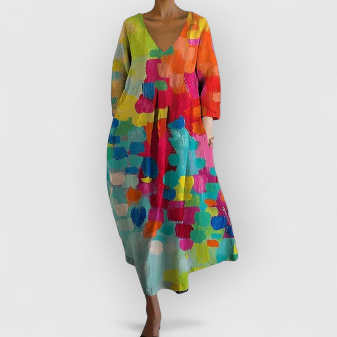 Sonja | Bunte V-Ausschnitt Kleid