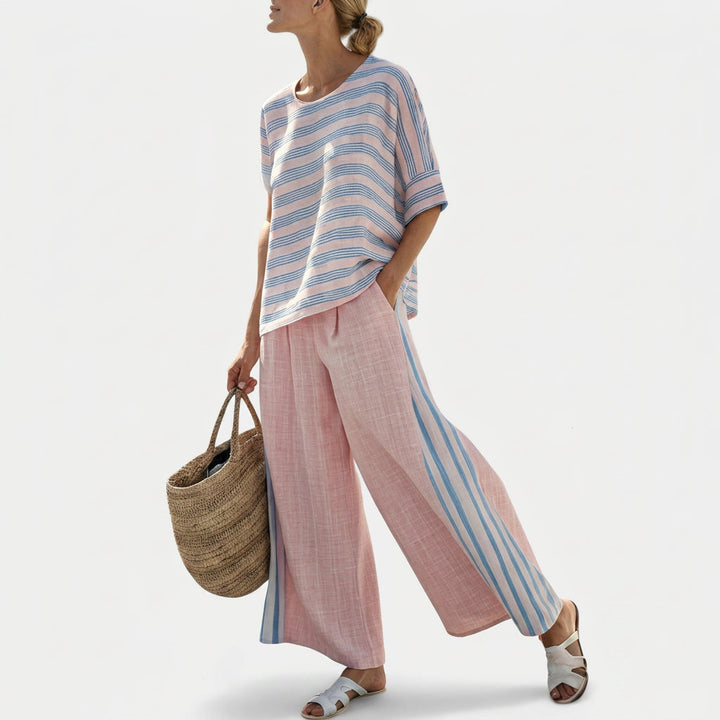 Pia | Set aus Bambus-Leinen in Rosa