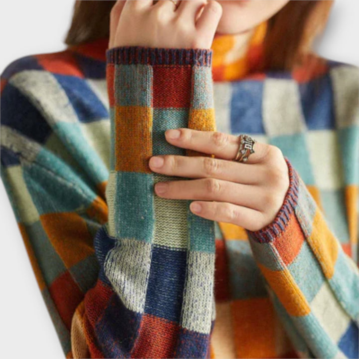 Britta | Patchwork Rollkragenpullover