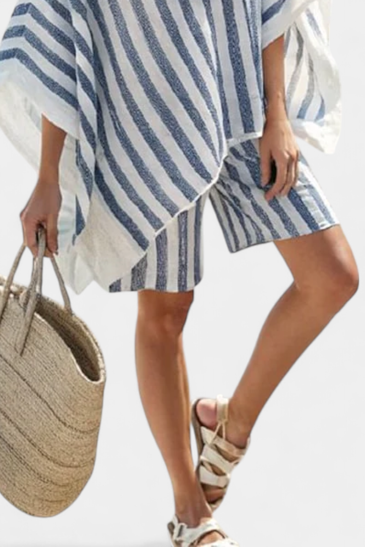 Edith | Gestreiftes Set Bluse und Shorts