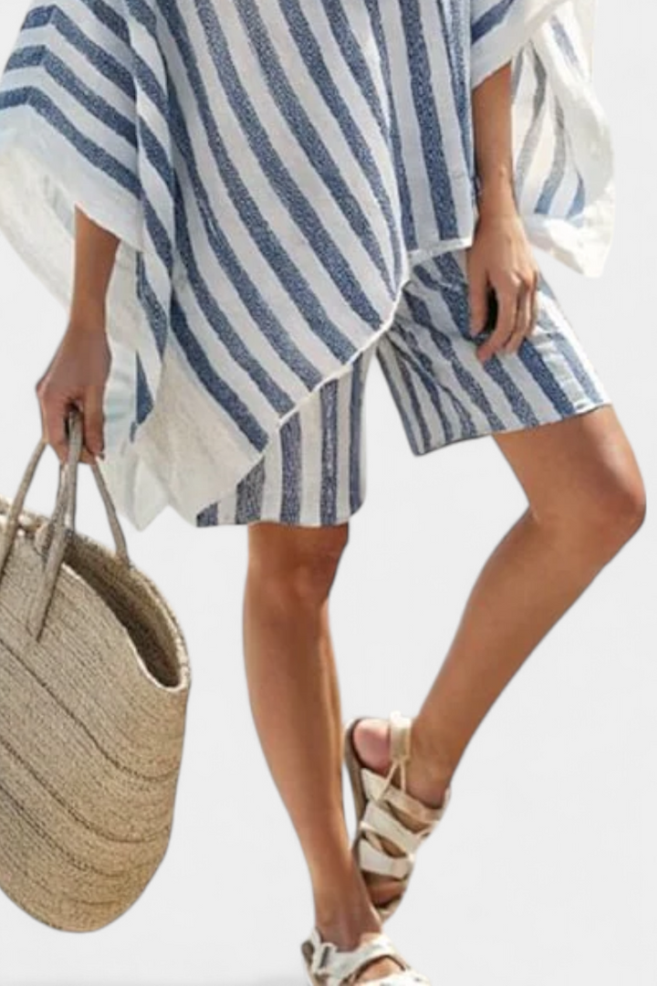 Edith | Gestreiftes Set Bluse und Shorts