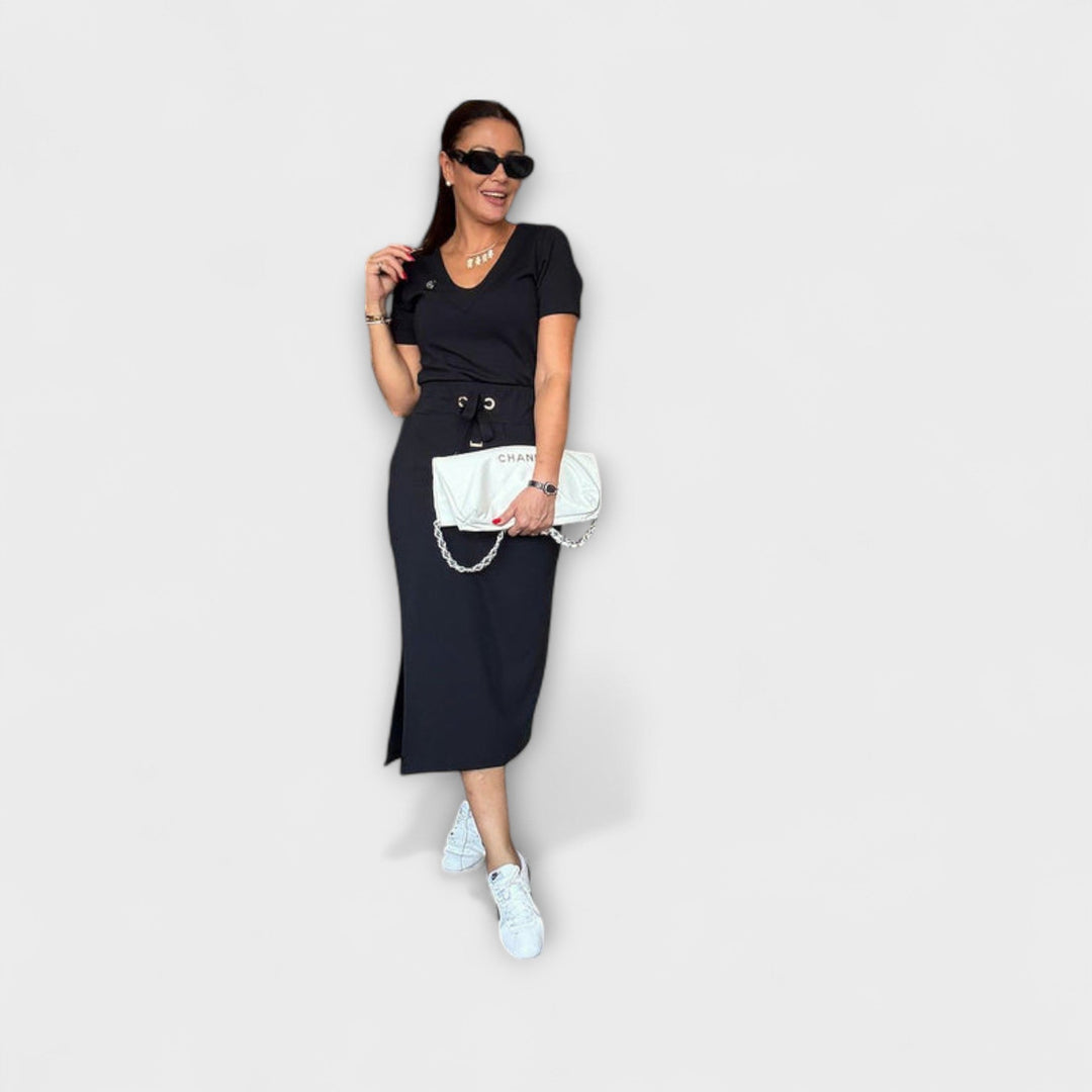 Viktoria | Elegantes V-Ausschnitt Top mit Rock