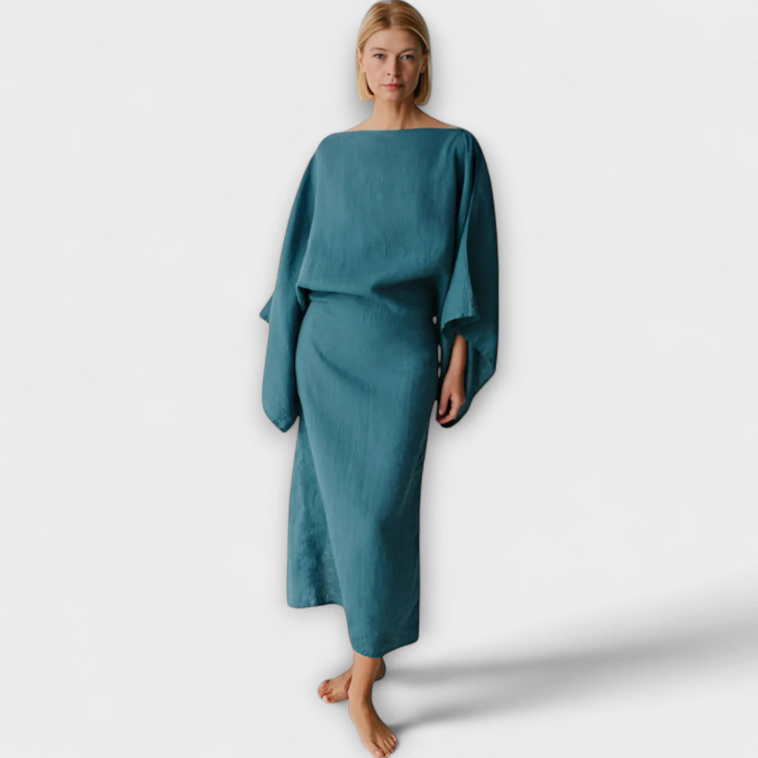 Merle | Kimono Kleid aus Leinen und Baumwolle