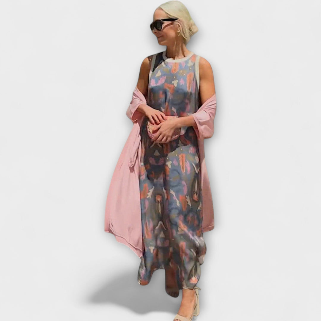 Anneliese | Maxikleid mit passendem Strickjacke