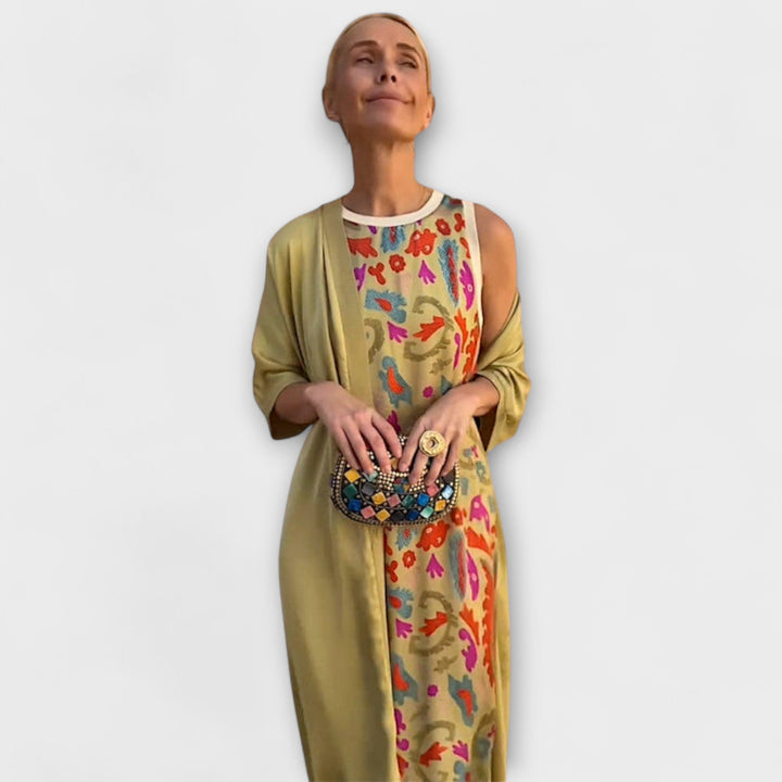 Anneliese | Maxikleid mit passendem Strickjacke