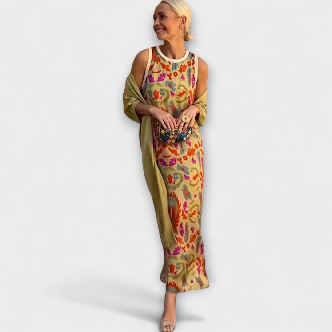 Anneliese | Maxikleid mit passendem Strickjacke